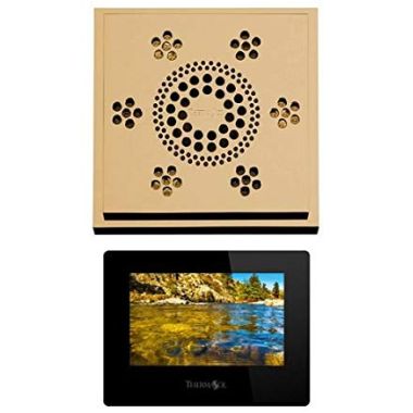 Click here to see Thermasol SASMR-PB Thermasol SASMR-PB Serenity Stand Alone Light, Sound, Rain Head - Polished Brass - Modern Recessed