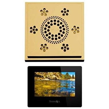 Click here to see Thermasol SASMR-PG Thermasol SASMR-PG Serenity Stand Alone Light, Sound, Rain Head - Polished Gold - Modern Recessed