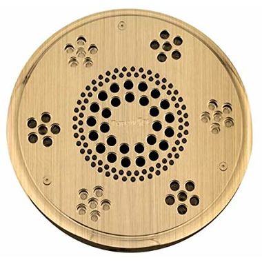 Click here to see Thermasol SLSRT-AB Thermasol Traditional Style Serenity Light and Sound Rain Head, 2.0 GPM, Round, 6061 Billet Aluminum, Antique Brass - SLSRT-AB