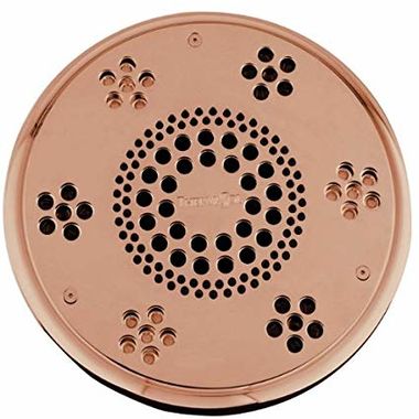Click here to see Thermasol SLSRT-COP Thermasol Traditional Style Serenity Light and Sound Rain Head, 2.0 GPM, Round, 6061 Billet Aluminum, Polished Copper - SLSRT-COP