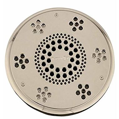 Click here to see Thermasol SLSRT-PN Thermasol Traditional Style Serenity Light and Sound Rain Head, 2.0 GPM, Round, 6061 Billet Aluminum, Polished Nickel - SLSRT-PN