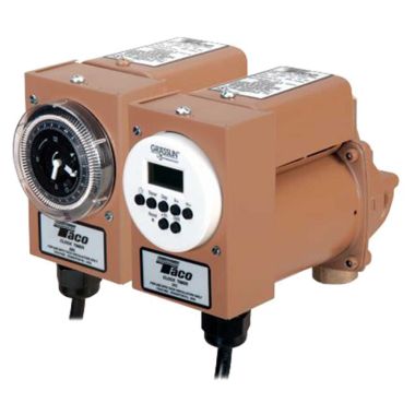 Click here to see Taco 003-SC4-3PNP Taco Plumb n' Plug 1-Phase Wet Rotor Circulator Pump with Digital Timer, 1/40 HP, 7 GPM, 115V, Stainless Steel, Union - 003-SC4-3PNP