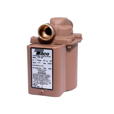 Click here to see Taco 006-B4-2PNP Taco Plumb n' Plug 1-Phase Cartridge Circulator Pump with Digital Timer, 1/40 HP, 11.5 GPM, 115V, Bronze, 3/4