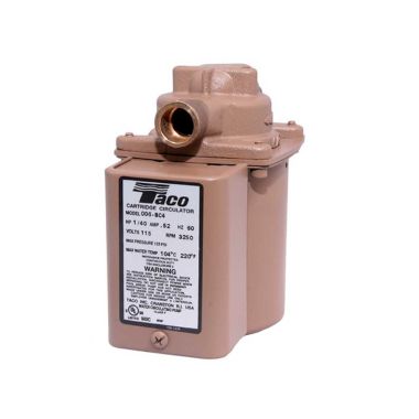 Click here to see Taco 006-BC4-4PNP Taco Plumb n' Plug 1-Phase Cartridge Circulator Pump with Digital Timer, 1/40 HP, 11.5 GPM, 115V, Bronze, 1/2