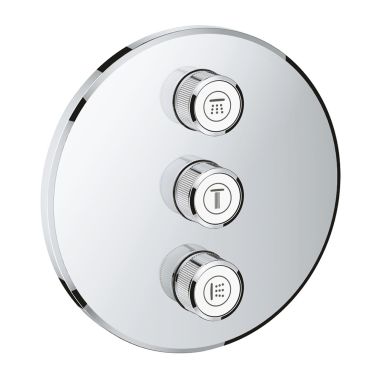 Click here to see Grohe 29122000 Grohe Grohtherm SmartControl Round Triple Volume Control Trim Valve Trim, StarLight Chrome - 29122000