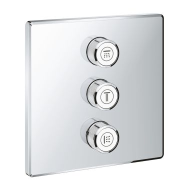 Click here to see Grohe 29127000 Grohe Grohtherm SmartControl Square Triple Volume Control Trim Valve Trim, StarLight Chrome - 29127000