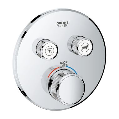 Click here to see Grohe 29137000 Grohe Grohtherm SmartControl Round 2-Function Diverter Valve Trim, StarLight Chrome - 29137000
