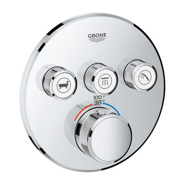 Click here to see Grohe 29138000 Grohe Grohtherm SmartControl Round 3-Function Diverter Valve Trim, StarLight Chrome - 29138000