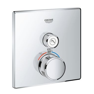 Click here to see Grohe 29140000 Grohe Grohtherm SmartControl Square 1-Function Diverter Valve Trim, StarLight Chrome - 29140000