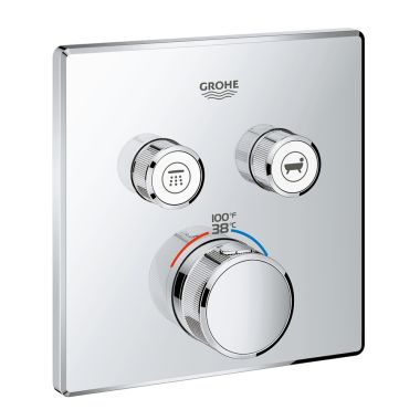 Click here to see Grohe 29141000 Grohe Grohtherm SmartControl Square 2-Function Diverter Valve Trim, StarLight Chrome - 29141000