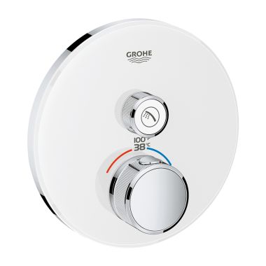Click here to see Grohe 29159LS0 Grohe Grohtherm SmartControl Thermostatic Square 1-Function Valve Trim, StarLight Chrome - 29159LS0