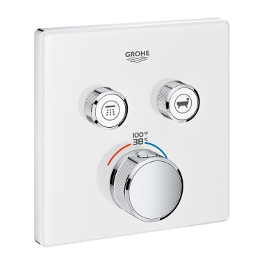 Click here to see Grohe 29164LS0 Grohe Grohtherm SmartControl Thermostatic Square 2-Function Valve Trim, StarLight Chrome - 29164LS0