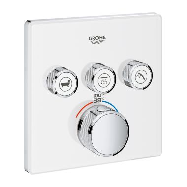 Click here to see Grohe 29165LS0 Grohe Grohtherm SmartControl Thermostatic Square 3-Function Valve Trim, StarLight Chrome - 29165LS0