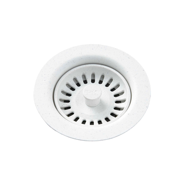 Click here to see Elkay LKQS35WH Elkay Polymer Drain Fitting with Removable Basket Strainer and Rubber Stopper White - LKQS35WH