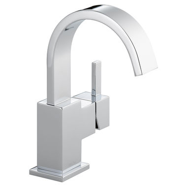 Click here to see Delta 553LF Delta Vero High-Arc Deck-Mount Chrome Lavatory Faucet, Metal Pop-Up, 1.2 GPM, Single-Handle, Lever Handle - 553LF