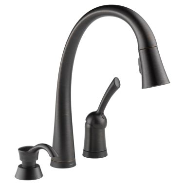 Click here to see Delta 980T-RBSD-DST Delta 980T-RBSD-DST Pilar 1-Hand Kitchen Faucet, Soap Dispenser, Venetian Bronze