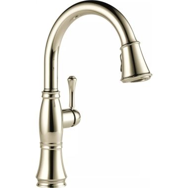 Click here to see Delta 9197-PN-DST Delta 9197-PN-DST Cassidy One Handle Pulldown Kitchen Faucet w/ ShieldSpray, Polished Nickel