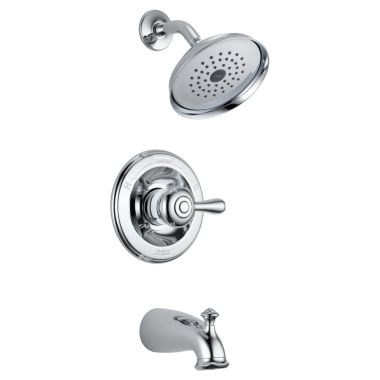 Click here to see Delta 14478-SHL Delta Leland Monitor 14 Series Single-Handle Tub/Shower Faucet with Single-Setting Rain Showerhead, 2.0 GPM, Lever Handle, Chrome - 14478-SHL