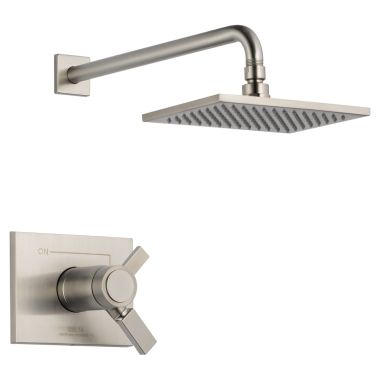 Click here to see Delta T17T253-SS Delta Vero TempAssure 17T Series Single-Setting Rain Shower Faucet with Volume Control, 2.5 GPM, Two Lever Handles, ADA, Stainless - T17T253-SS
