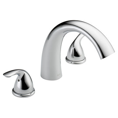Click here to see Delta T2705 Delta Classic Two-Handle Roman Tub Faucet Trim, Arc Spout, Lever Handles, ADA-Compliant, Chrome - T2705 