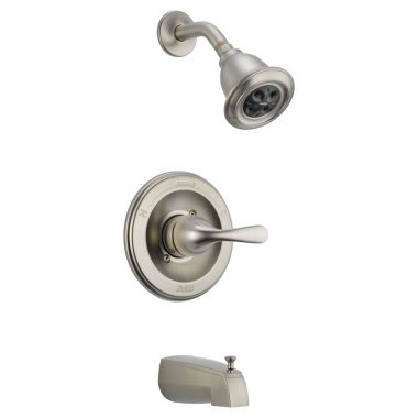 Click here to see Delta T13420-SSH2OT Delta Classic Monitor 13 Series H2Okinetic Tub/Shower Faucet with Single-Setting Showerhead, Single-Handle, 1.5 GPM, Lever Handle, Stainless - T13420-SSH2OT
