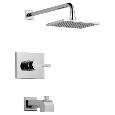 Click here to see Delta T14453 Delta Vero Monitor 14 Series Tub/Shower Faucet with Single-Setting Rain Showerhead, Single-Handle, 2.5 GPM, Lever Handle, Chrome - T14453