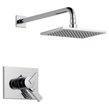 Click here to see Delta T17253 Delta Vero Monitor 17 Series Single-Setting Rain Shower Faucet with Volume Control, 2.5 GPM, Two Lever Handles, ADA, Chrome - T17253