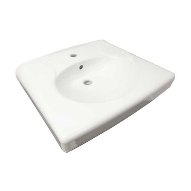 Click here to see Kohler 1997-1-0 KOHLER K-1997-1-0 Brenham Wall-Mounted or Concealed Carrier Arm Mounted Commercial Bathroom Sink with Single Faucet Hole, White