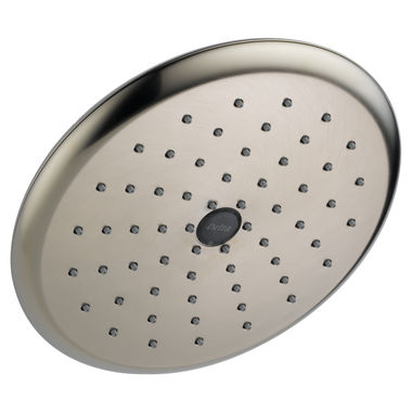 Click here to see Delta RP52382SS Delta Universal Showering Single-Setting Raincan Shower Head with Touch-Clean Nozzles, Round, 2.5 GPM, Brilliance Stainless - RP52382SS