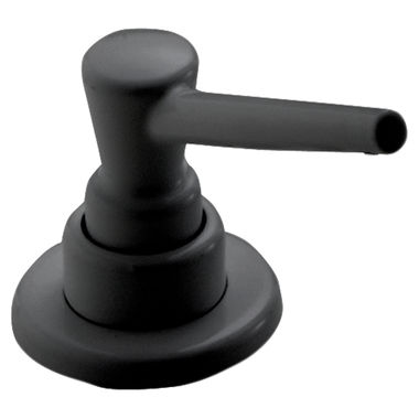 Click here to see Delta RP1001BL Delta 13oz Contemporary Soap and Lotion Dispenser, Round, Matte Black - RP1001BL