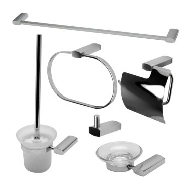Click here to see Alfi AB9503-PC ALFI 6-Piece Bathroom Accessory Set w/ Toilet Brush and Holder, 24
