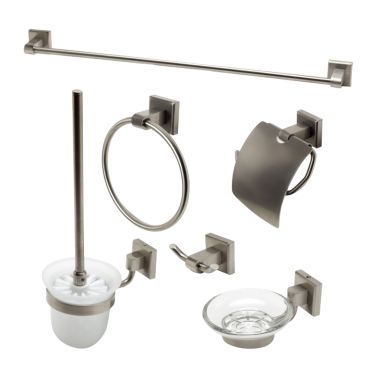 Click here to see Alfi AB9509-BN ALFI 6-Piece Bathroom Accessory Set w/ Toilet Brush and Holder, 23-5/8