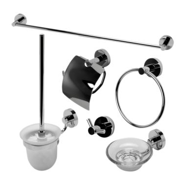 Click here to see Alfi AB9513-PC ALFI 6-Piece Bathroom Accessory Set w/ Toilet Brush and Holder, 25-3/4
