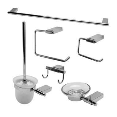 Click here to see Alfi AB9515-PC ALFI 6-Piece Bathroom Accessory Set w/ Toilet Brush and Holder, 23-5/8