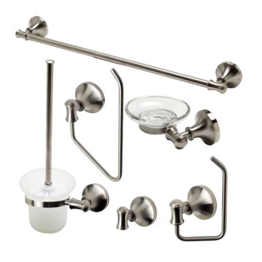 Click here to see Alfi AB9521-BN ALFI 6-Piece Bathroom Accessory Set w/ Toilet Brush and Holder, 21-1/4