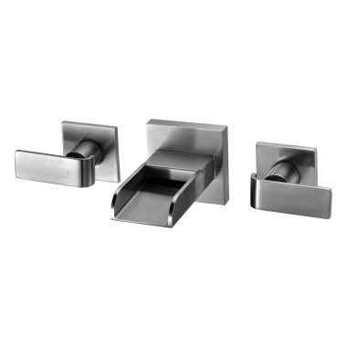 Click here to see Alfi AB1796-BN ALFI Two-Handle Widespread Bathroom Faucet, Wall Mounted, Waterfall Spout, Lever Handle, Hot and Cold, Brushed Nickel - AB1796-BN