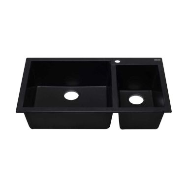 Click here to see Alfi AB3319DI-BLA ALFI AB3319DI-BLA Double Bowl Drop-In Kitchen Sink, Black