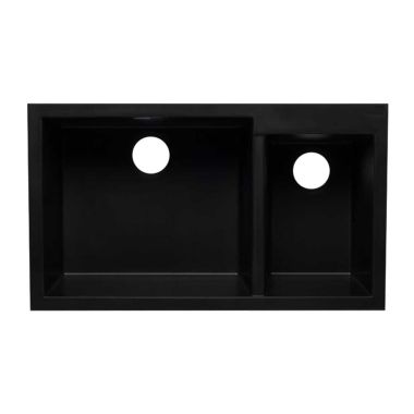 Click here to see Alfi AB3319UM-BLA ALFI AB3319UM-BLA Double Bowl Undermount Kitchen Sink, Black