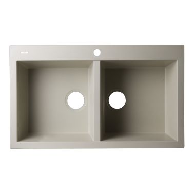 Click here to see Alfi AB3420DI-B ALFI AB3420DI-B Double Bowl Drop-In Kitchen Sink, Biscuit