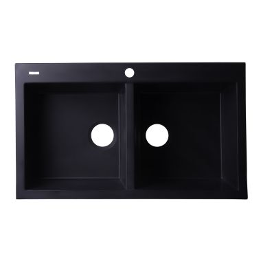 Click here to see Alfi AB3420DI-BLA ALFI AB3420DI-BLA Double Bowl Drop-In Kitchen Sink, Black