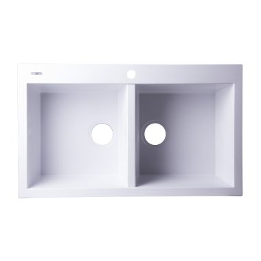 Click here to see Alfi AB3420DI-W ALFI AB3420DI-W Double Bowl Drop-In Kitchen Sink, White