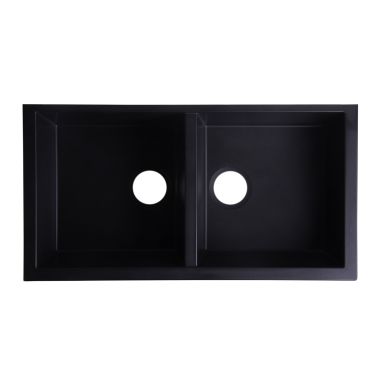 Click here to see Alfi AB3420UM-BLA ALFI AB3420UM-BLA Double Bowl Undermount Kitchen Sink, Black