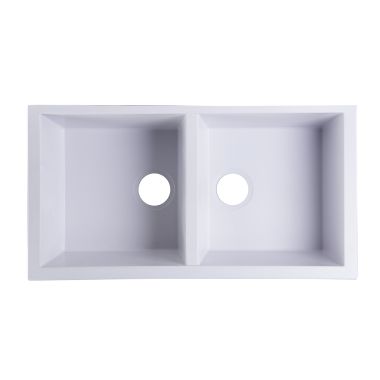 Click here to see Alfi AB3420UM-W ALFI AB3420UM-W Double Bowl Undermount Kitchen Sink, White