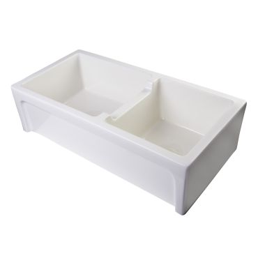 Click here to see Alfi AB3618ARCH-B ALFI AB3618ARCH-B Double Bowl Apron Fireclay Farm-Style Kitchen Sink, Biscuit