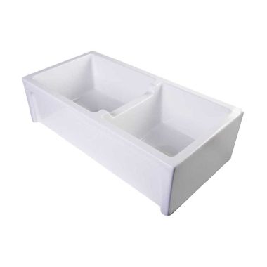 Click here to see Alfi AB3618ARCH-W ALFI AB3618ARCH-W Double Bowl Apron Fireclay Farm-Style Kitchen Sink, White