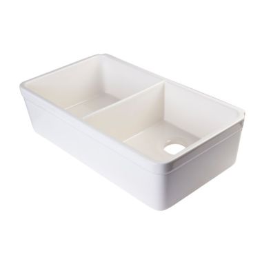 Click here to see Alfi AB512-B ALFI AB512-B Double Bowl Apron Fireclay Farm-Style Kitchen Sink, Biscuit
