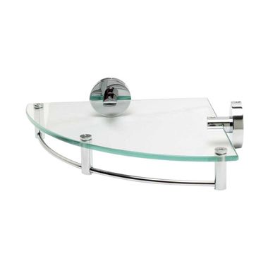 Click here to see Alfi AB9546 ALFI Glass Shower Shelf with Chrome Accents, Corner Mounted - AB9546
