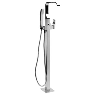 Click here to see Alfi AB2180-PC ALFI Floor-Mount Tub Filler with 1.8 GPM Handheld Shower and 4.5 GPM Tub Spout, Lever Handle, Polished Chrome, Single-Hole Installation - AB2180-PC