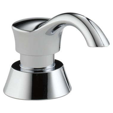 Click here to see Delta RP50781 Delta Pilar 13oz Transitional Soap and Lotion Dispenser, Round, Chrome - RP50781