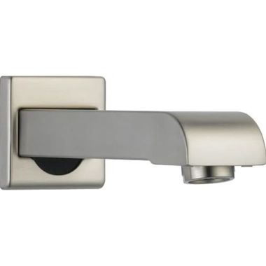 Click here to see Delta RP48333SS Delta Vero 7-3/32in Stainless Steel Non-Diverter Tub Spout, All Metal Construction, Threads to Nose of Spout, Wall-Mount Installation - RP48333SS